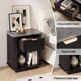 Artiss Bedside Table with 1 Drawer Side Table Black Nightstand