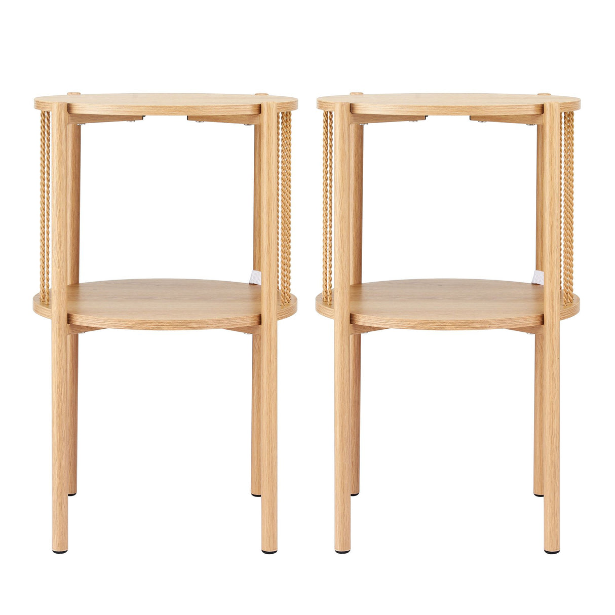 Artiss Set of 2 End Tables Coffee Table 2-Tier Round Wood