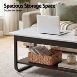 Artiss Coffee Table 2-Tier 80CM Marble Finish Shelf Black&White
