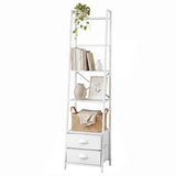 Artiss 5 Tier Bookshelf Ladder Bookcase with Fabric Drawers Display Rack White