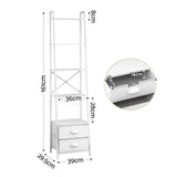 Artiss 5 Tier Bookshelf Ladder Bookcase with Fabric Drawers Display Rack White