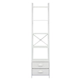 Artiss 5 Tier Bookshelf Ladder Bookcase with Fabric Drawers Display Rack White