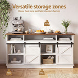 Artiss Buffet Sideboard Cabinet 150cm 3-Tier Kitchen Storage Sliding Doors White
