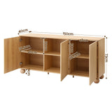 Artiss Buffet Sideboard Cabinet 2-Tier Fluted Kitchen Storage Ball Legs Pine