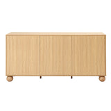 Artiss Buffet Sideboard Cabinet 2-Tier Fluted Kitchen Storage Ball Legs Pine