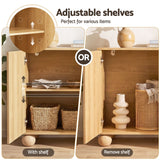 Artiss Buffet Sideboard Cabinet 2-Tier Fluted Kitchen Storage Ball Legs Pine
