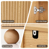 Artiss Buffet Sideboard Cabinet 2-Tier Fluted Kitchen Storage Ball Legs Pine