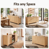 Artiss Buffet Sideboard Cabinet 2-Tier Fluted Kitchen Storage Ball Legs Pine