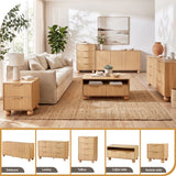 Artiss Buffet Sideboard Cabinet 2-Tier Fluted Kitchen Storage Ball Legs Pine