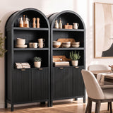 Artiss Buffet Sideboard Cabinet Pantry X2 180CM Arched Storage Bookshelf Black