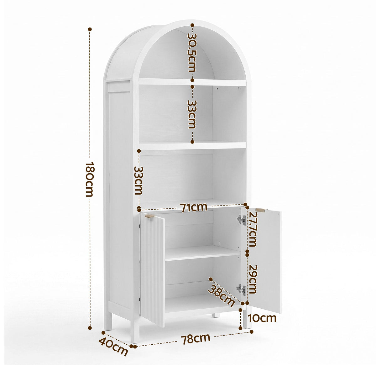 Artiss Buffet Sideboard Cabinet Pantry 180CM Arched Storage Bookshelf White