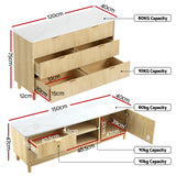 Artiss TV Unit & Chest of Drawers Set Solid Wood Legs Pine