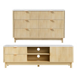 Artiss TV Unit & Chest of Drawers Set Solid Wood Legs Pine