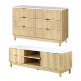 Artiss TV Unit & Chest of Drawers Set Solid Wood Legs Pine