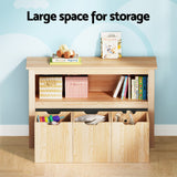Keezi Kids Bookshelf 3 Drawers Storage Children Bookcase Toy Organiser Display Wooden