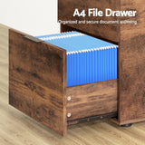 Artiss Filing Cabinet Files Storage Office Shelves File Organiser Rustic Brown 2 Drawer