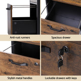 Artiss Filing Cabinet File Cabinet with Wheels 2 Drawer Storage Rustic Brown
