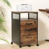 Artiss Filing Cabinet File Cabinet with Wheels 2 Drawer Storage Rustic Brown