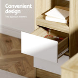 Oak with White Drawers L-shaped Office Desk