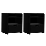 Artiss 2X Bedside Table 1 Drawer with Shelf - FARA Black