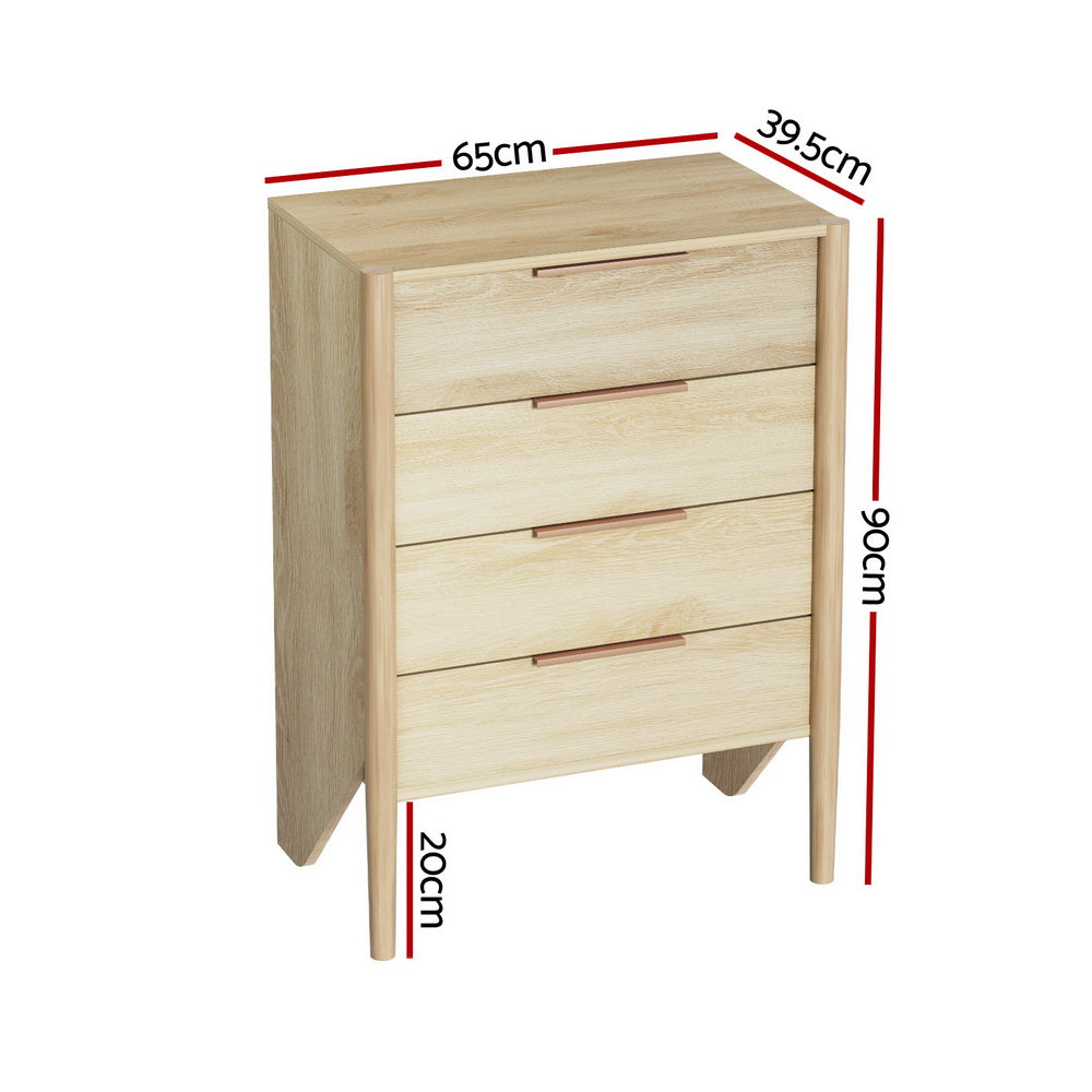 Pine 4 Chest of Drawers - INEZ Oak