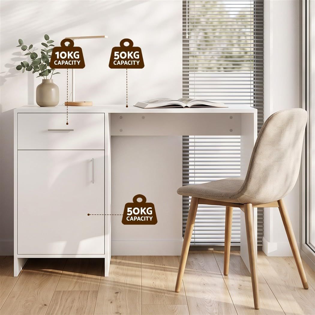 Artiss Office Desk and Chair Set 100cm Computer Desk PU Leather Office Chair