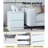 Artiss 2x Bedside Table 2 Drawers - PEPE White