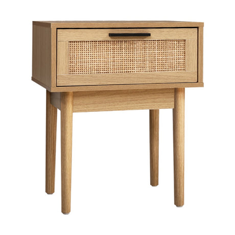Modern Bedside Table With Rattan Drawer