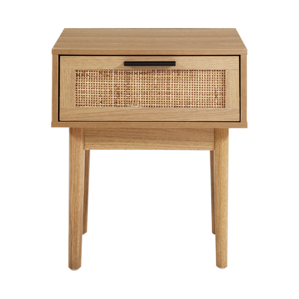 Modern Bedside Table With Rattan Drawer