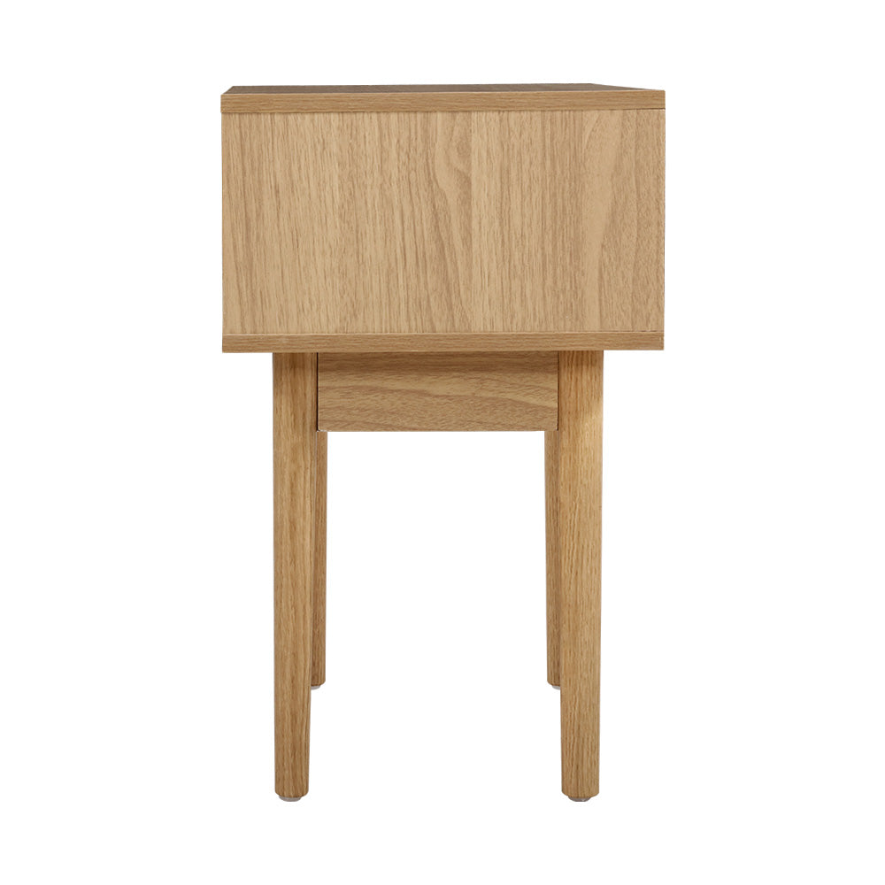 Modern Bedside Table With Rattan Drawer