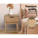 Modern Bedside Table With Rattan Drawer