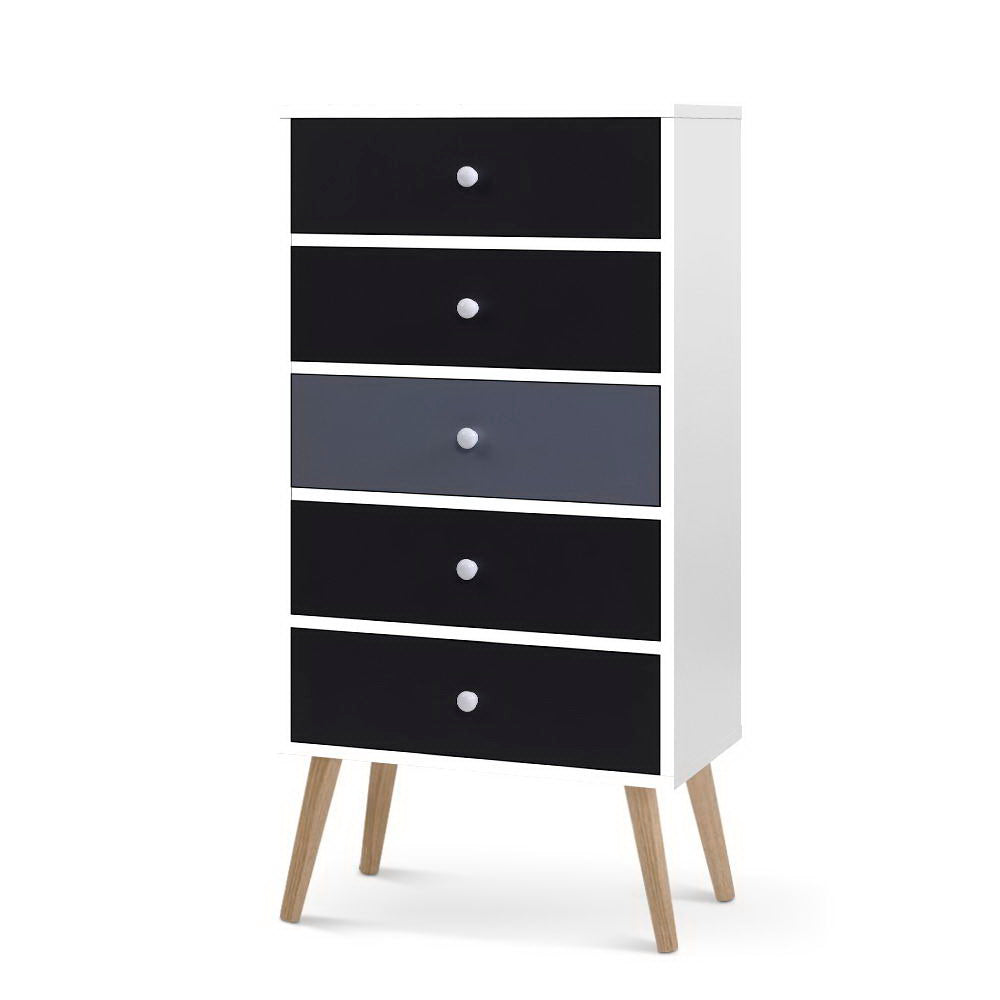 5-Drawer Tallboy Scandinavian Inspired Two-Toned