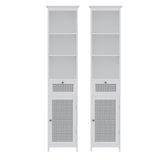 Artiss Bathroom Cabinet Storage X2 White Rattan 161cm