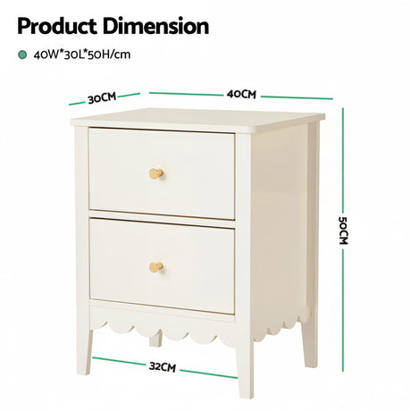 Artiss Bedside Table 2 Drawers Bedroom Storage Nightstand White