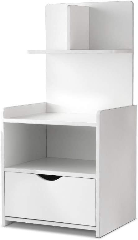 Artiss Bedside Table 1 Drawer with Shelves - EVERMORE White