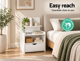 Artiss Bedside Table 1 Drawer with Shelves - EVERMORE White