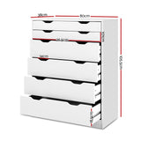 6-drawer Tallboy White