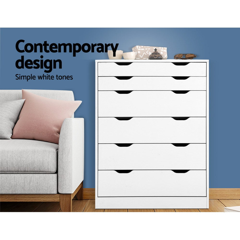 6-drawer Tallboy White