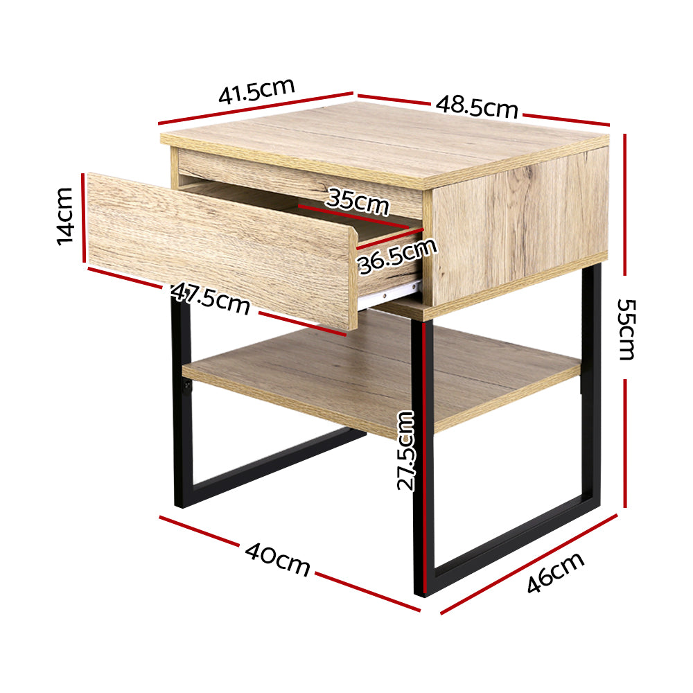 Bedside Table with Black Metal Legs