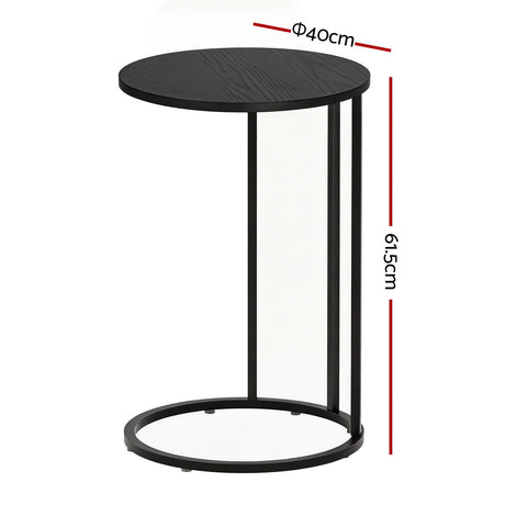 Artiss C Shaped End Table Set of 2 Coffee Table Side Table Round Black