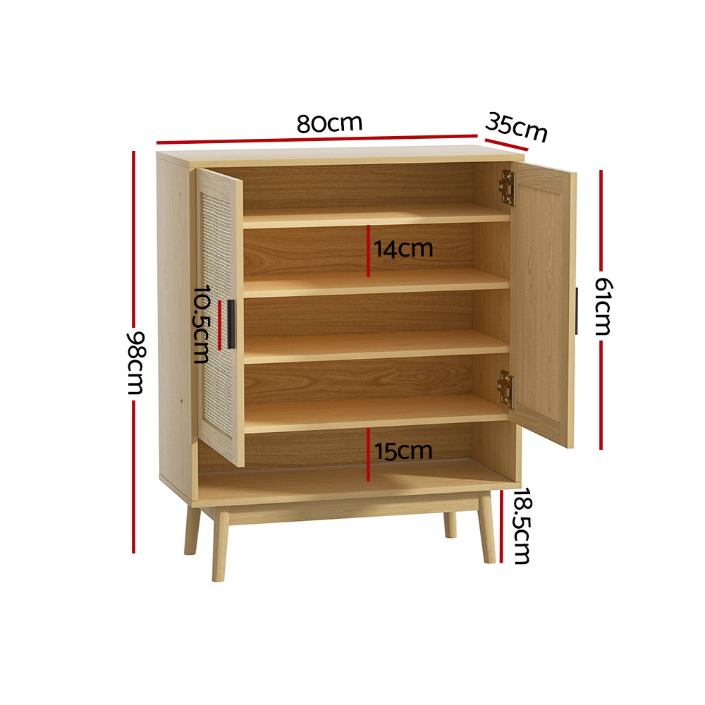 Artiss Shoe Rack Cabinet Rattan 5-tier 20 Pairs Dani