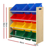 Keezi Kids Toy Box 12 Bins Bookshelf Organiser Children Storage Rack