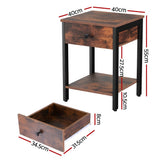 Artiss Bedside Table Nightstand 1 Drawer Shelves Walnut