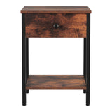 Artiss Bedside Table Nightstand 1 Drawer Shelves Walnut