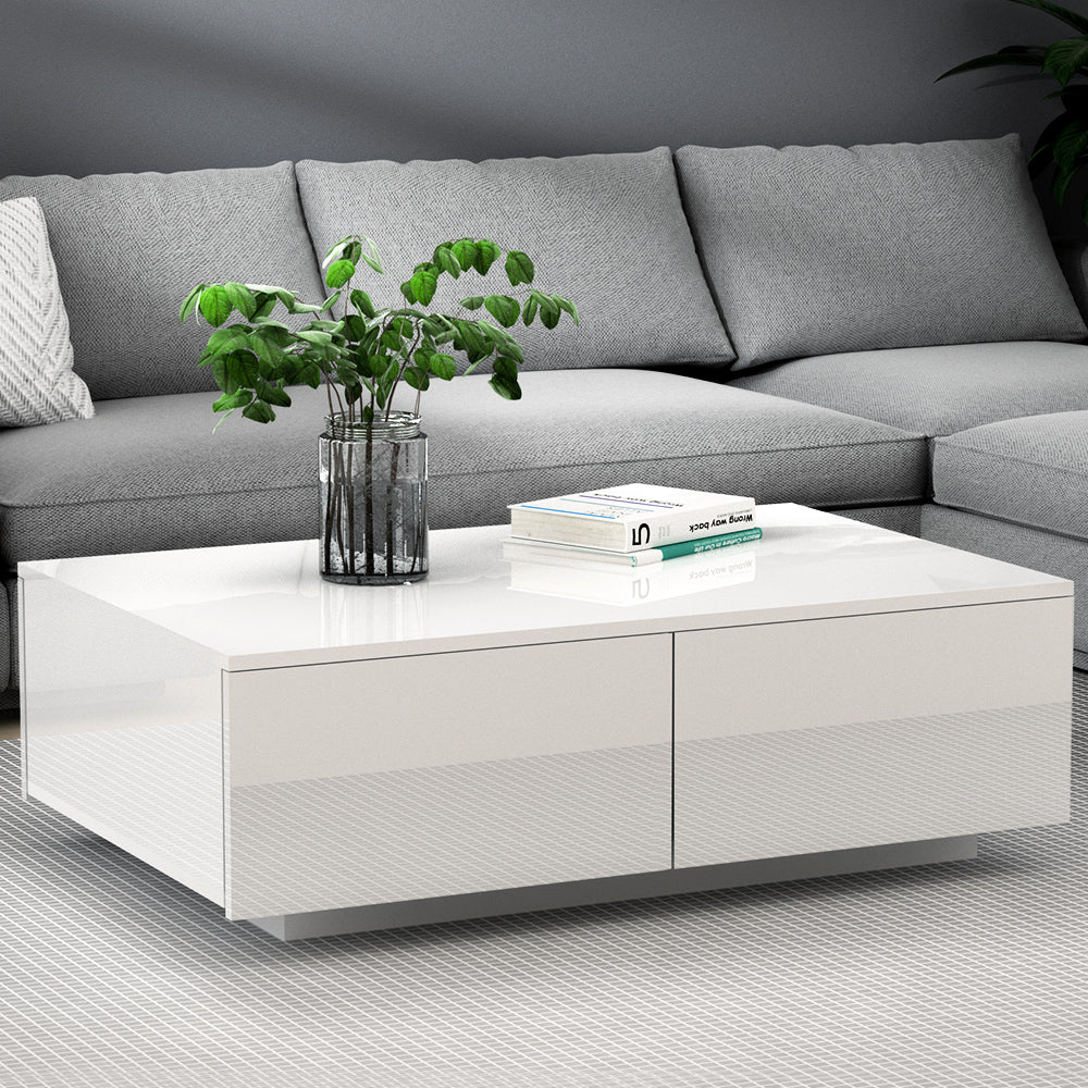 4 Drawer White Coffee Table