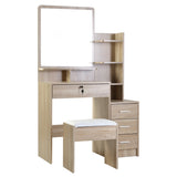 Mirrored Dressing Table Set Vanity Desk Oak