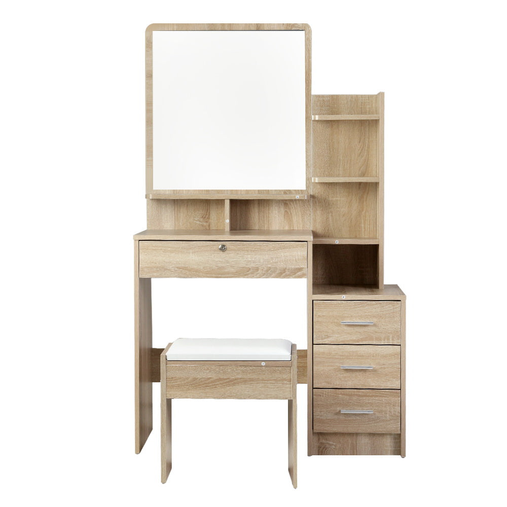 Mirrored Dressing Table Set Vanity Desk Oak