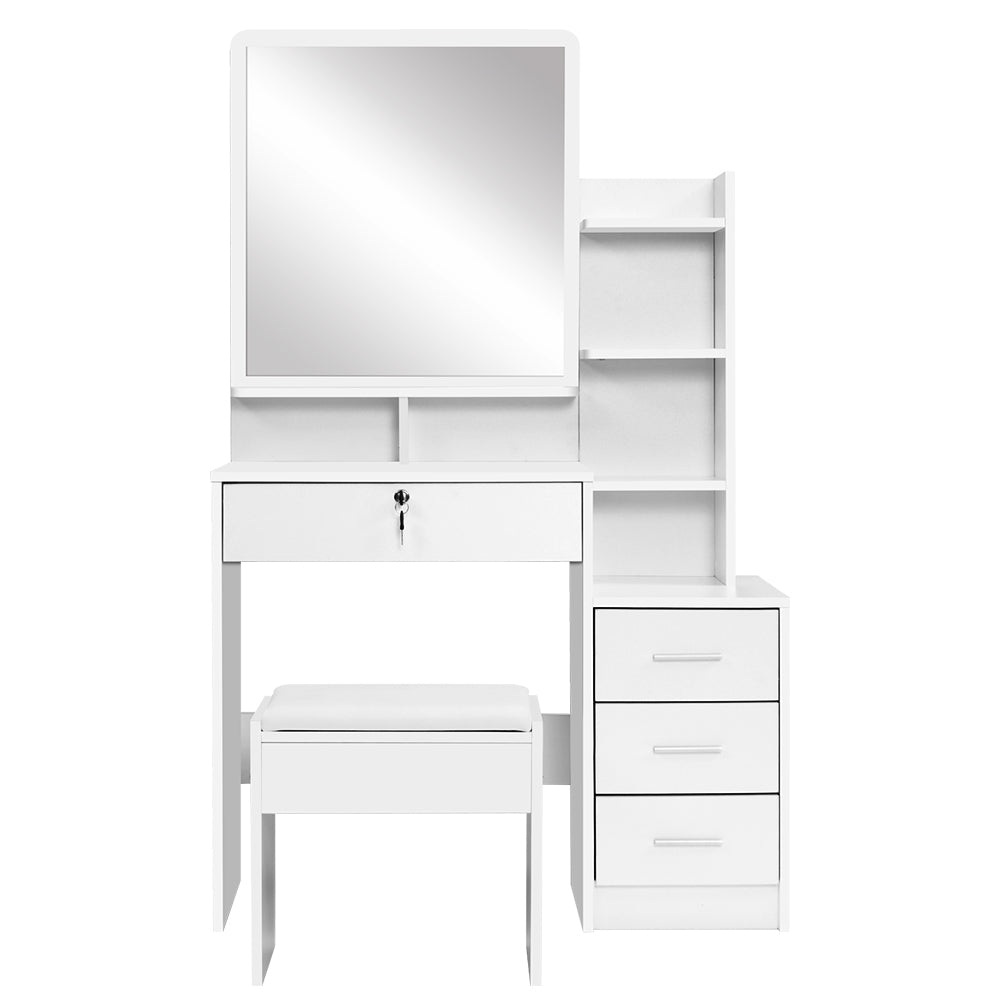 Dressing Table Makeup Mirror Stool Set Vanity Desk White