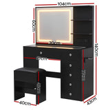 Artiss Dressing Table LED Vanity Desk Set Stool Black
