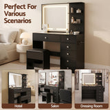 Artiss Dressing Table LED Vanity Desk Set Stool Black